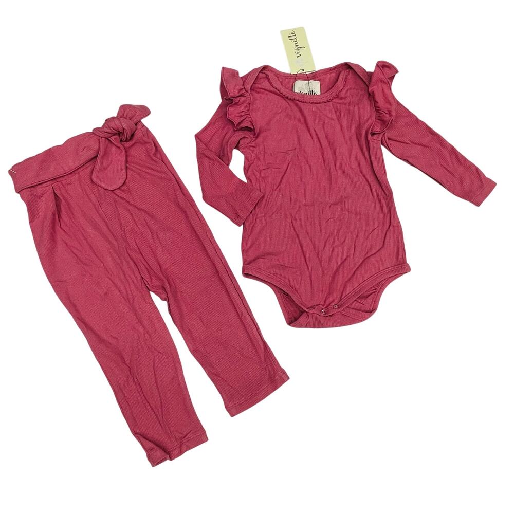 NWT Vignette 6-9M Francie Set in Pink Carnation